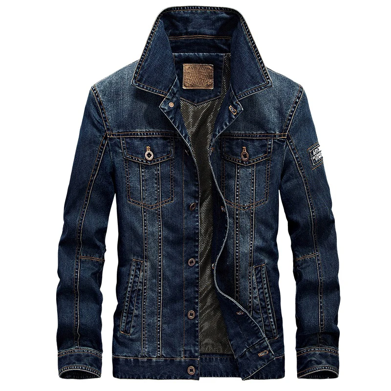

2018 New AFS JEEP Denim Jacket Men Turn-Down Collar Fashion Slim Outerwear Jaquetas Masculino Jeans Jacket Plus size 4XL