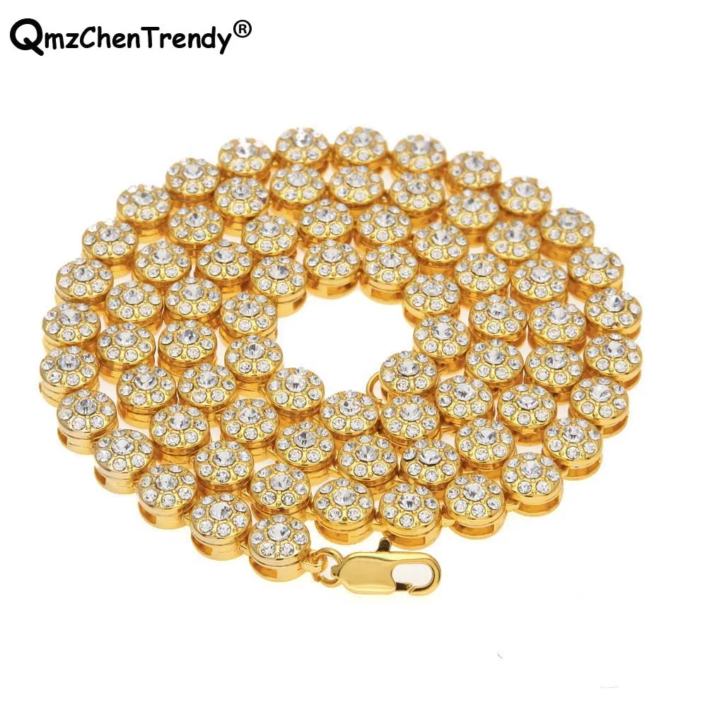 

Bling 1 Row Tennis CZ Necklaces Men Round Gold Silver Plated T Show Hip Hop Women Men Neck Jewelry For Boyfriend Gift