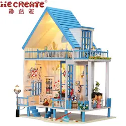 Iie создать Кукольный дом DIY Dollhouse миниатюрный домик на пляже с Мебель для куклы деревянный дом Игрушечные лошадки для детей подарок на день