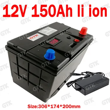 

GTK Waterproof 12V 150AH lithium ion battery li ion with BMS for 1200W inverter Solar panels scooter Go Cart RV +10A Charger