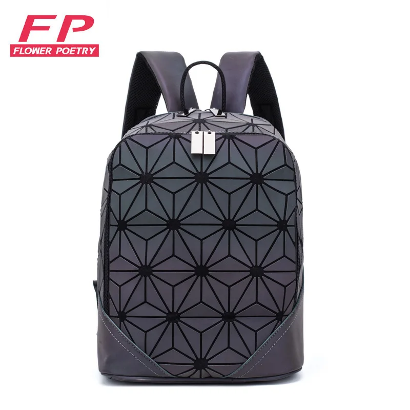 Женский рюкзак, светящийся геометрический плед, мужские рюкзаки для девочек-подростков, сумка, голографический рюкзак, школьный рюкзак Mochila