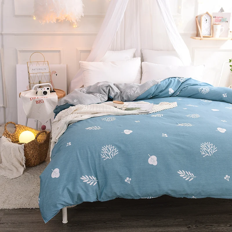 

Cartoon Blue White Print Pattern 100% Cotton 1Pcs Duvet Cover Comforter/Quilt/Blanket Case With Zipper King Double Single Size