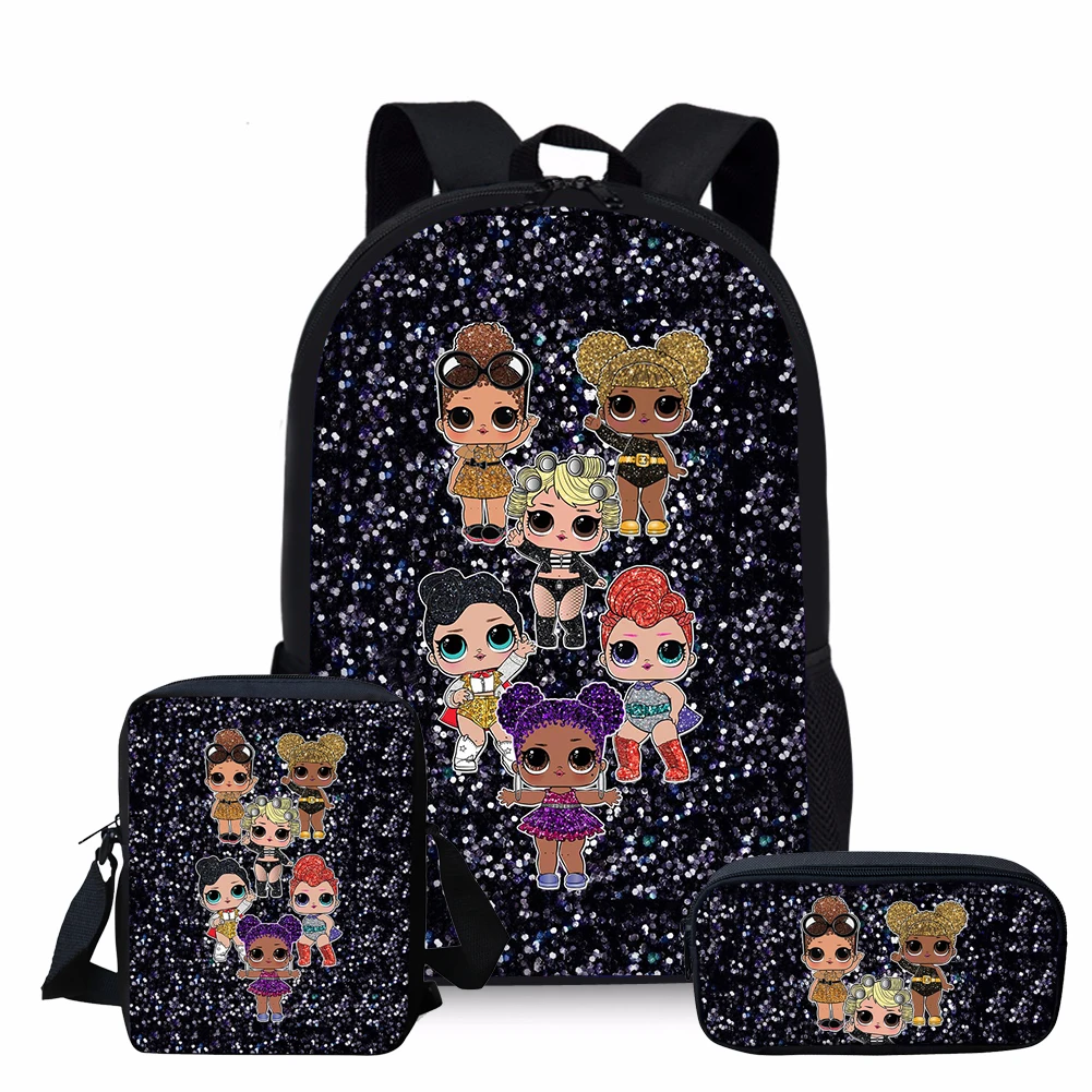THIKIN Casual Pretty Doll Cute Print School Bags 3pcs/set for Teen Girls School Backpack Cartoon Pattern Bookbag Lovely Satchel THIKIN Casual Pretty Doll Cute Print School Bags 3pcs/set for Teen Girls School Backpack Cartoon Pattern Bookbag Lovely Satchel