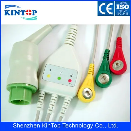 Kontron ECG Cable with 3leads, Snap,IEC