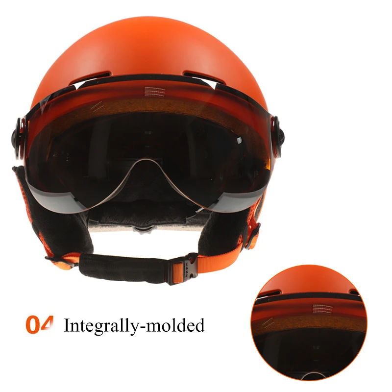 MOON Skiing Helmet Integrally-Molded PC+EPS High-Quality Ski Helmet Goggles Outdoor Sports Ski Snowboard Skateboard Helmets Mens 4