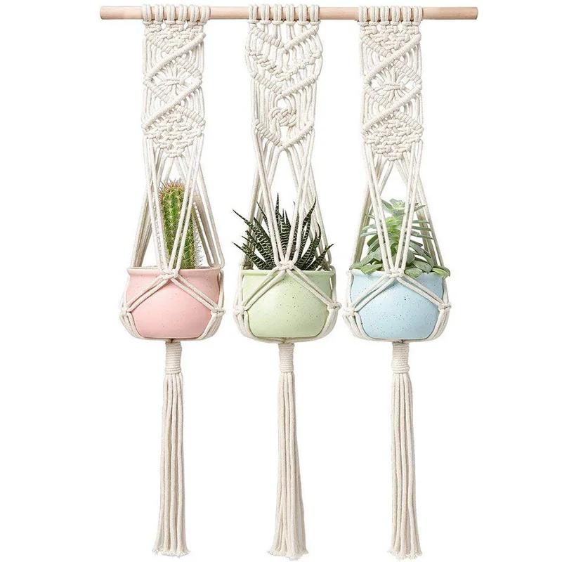 

MACRAME PLANT HANGER TRIPLE WALL HANGING PLANTER 30 INCHES