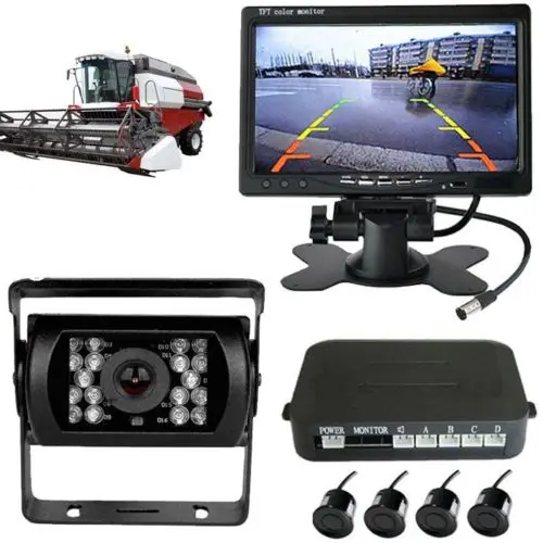 

Car Monitor Rear View Rearview Kit 7" LCD TFT Monitor + 18 LED Wide Reverse Camera + 4 Parking Sensor For Bus Truck