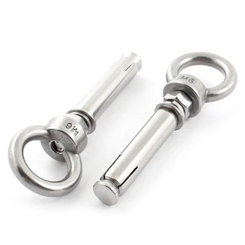 

2Pcs Stainless Steel Raw Style Shield Anchor Eye Bolts M6 x 82mm,Silver
