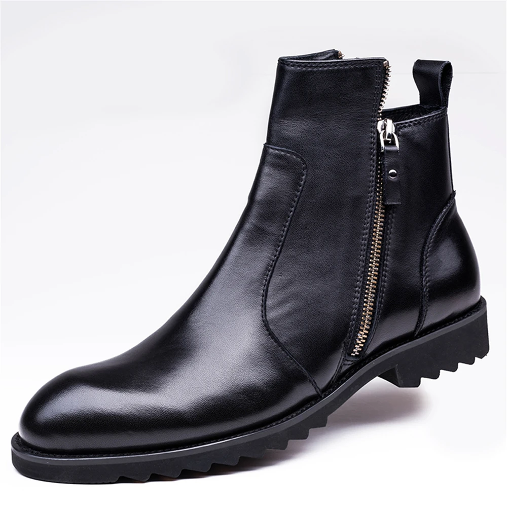 leather boots for men with zipper