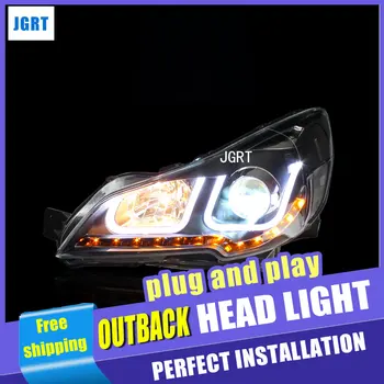 

car styling For outback headlight assembly U angel eyes 2010-2013 For outback xenon lens h7 with hid kit 2 pcs.