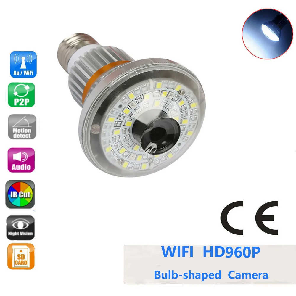 

BC-885W ONVIF Wireless WiFi Bulb P2P IP DVR Camera with 5W White LED Light remote by Smart Phone Support TF Card Wifi Cam