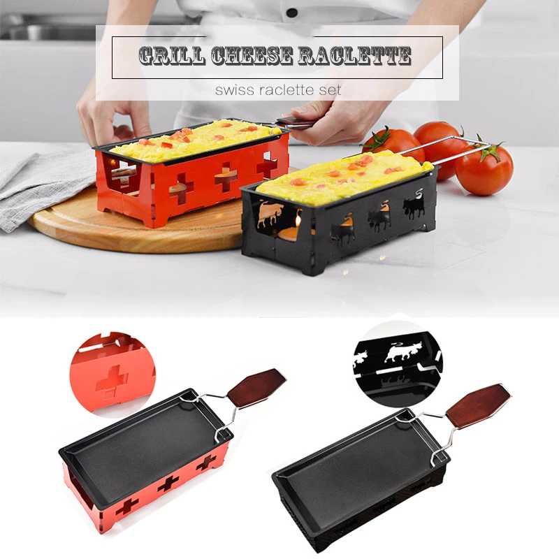 

Grill Cheese Raclette Set Non-stick Griller Mini BBQ Cheese Board Baked Cheese Oven Iron Swiss Cheese Melter Pan Tray Dropship