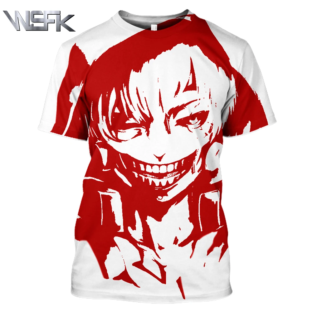 

WSFK Anime Tokyo Ghoul 3D Print Sweatshirt Men's Summer Personality Casual Short Sleeve Staffant things t shirt camiseta top
