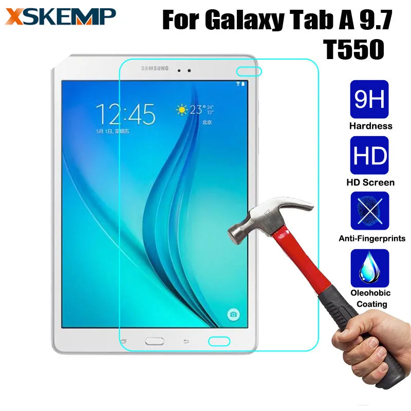 Закаленное стекло для планшета, Защитная пленка для экрана для samsung Galaxy Tab A 9,7 T550 T551 T555, прозрачный ультратонкий 9H Жесткий ЖК-экран