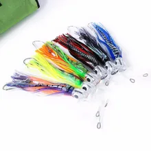 Octopus Skirts Trolling Lures Saltwater Tuna Skirt Lures with Stainess Steel Hook Swivel Rigged Leader Big Game Trolling Lure