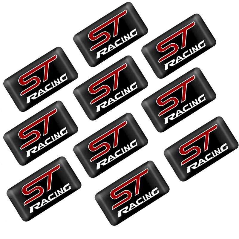 

Car styling 10Pcs ST RACING MOTOR SPORT Decorative Badge Car Stickers for FORD FOCUS 2 Focus 3 Mondeo Fiesta Kuga MK2 MK3 MK4