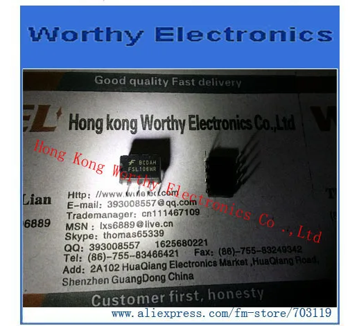 

Free shipping 10pcs/lot FSL106HR FSL106H FSL106 IC PWM/SENSEFET SMPS 0.5A 8-DIP