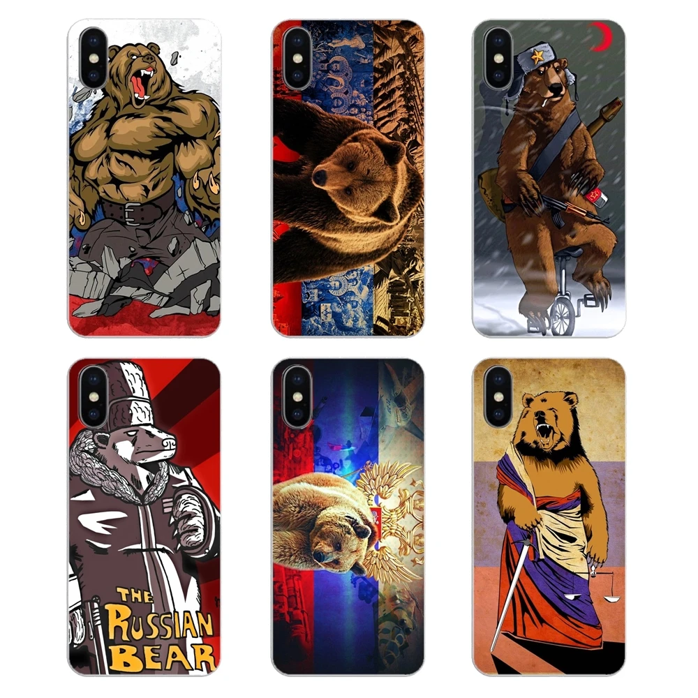 For Huawei Honor 8 8C 8X 9 10 7A 7C Mate 20 Lite Pro P Smart Plus Moscow Russian Brown Bear Art printed TPU Transparent Cases |