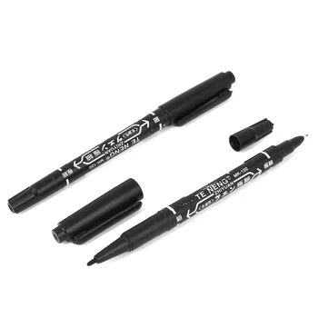 

UXCELL Newest 10 Pcs Black Double Marker Ink Waterproof Marking Pen for Students