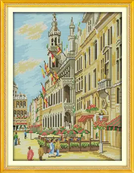 

New DIY Needlework City street DMC Counted Cross Stitch Kits Patchwork for Embroidery Knitting Needles Crafts and Hobby