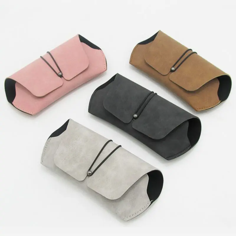 

Creative Buckle Glasses Case Soft Pack Myopia Eyeglasses Box Simple Retro Anti-pressure Portable Matte Leather Sunglasses Storag