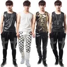 Мода DJ Топы блесток ночной клуб жилет DS Gogo хип хоп рейв одежда для мужчин певцы танцовщицы сценическая одежда DNV10464