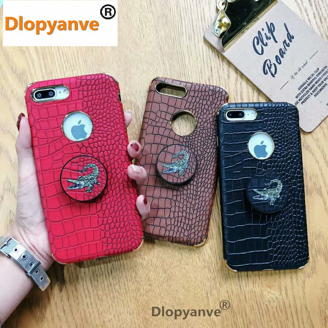 

Dlopyanve Business crocodile pattern For Iphone X 6 6S 7 8Plus phone shell with Holder