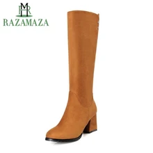 ZALAVOR/женские полусапожки; плотные Меховые Туфли на высоком каблуке для холодной зимы; короткие женские ботинки; размеры 32-43