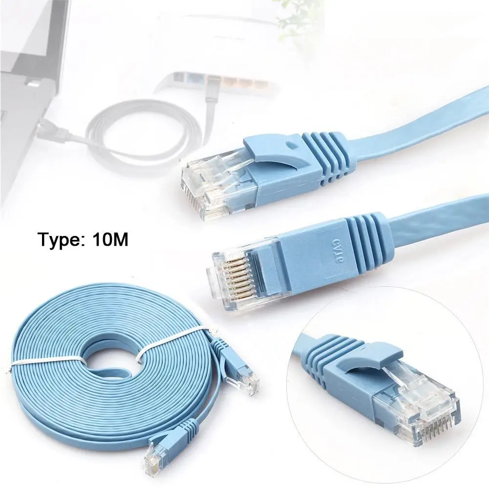 Color : Blue Patch Lead RJ45 Black Electronic Tools 5m CAT6 Ultra-Thin Flat Ethernet Network LAN Cable