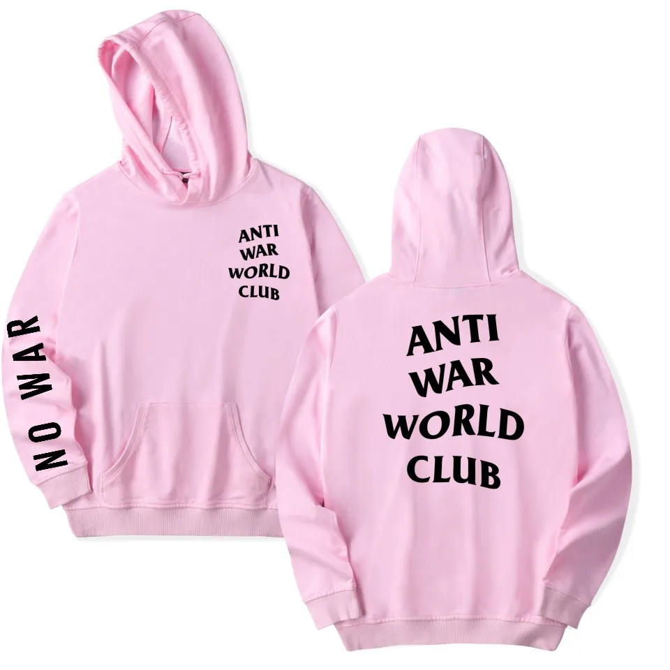 Толстовка LUCKYFRIDAYF с надписью Anti War World Club худи новый дизайн Повседневная в стиле