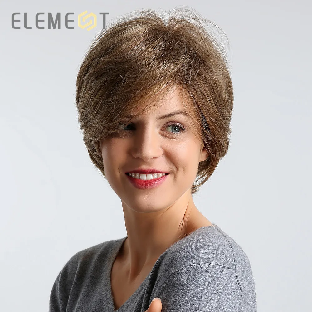 Element 6" Short Synthetic Hair Wig for Women Blend 50 Human Hair Heat