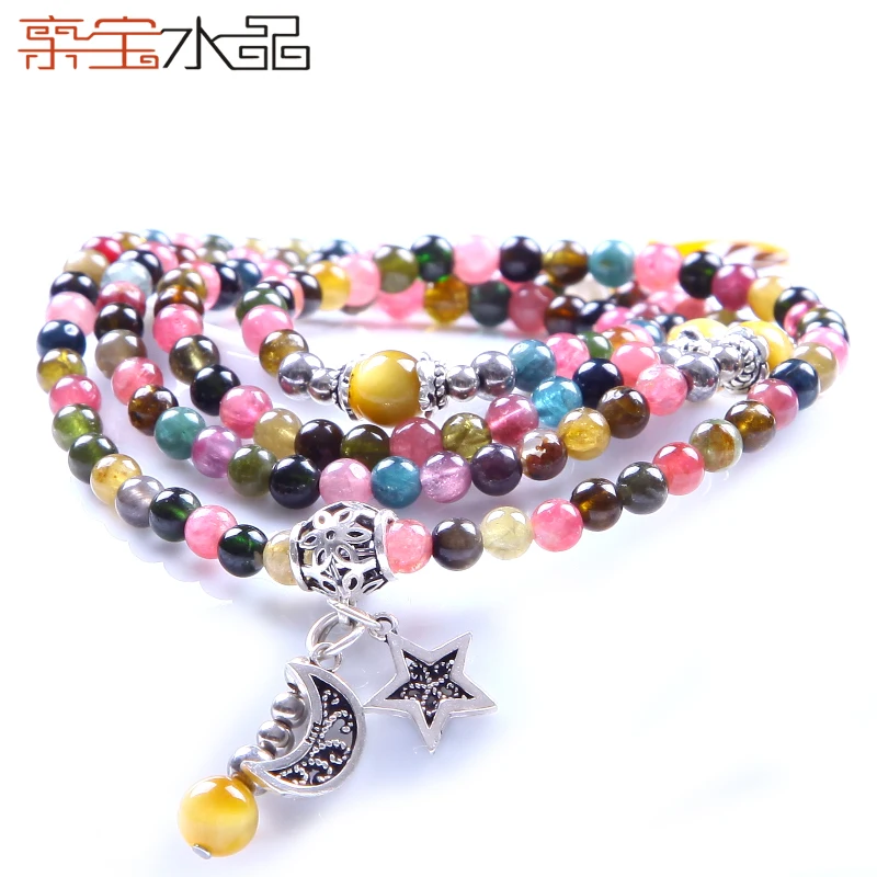 

Crystal natural tourmaline bracelet multi-circle bracelet female national trend accessories
