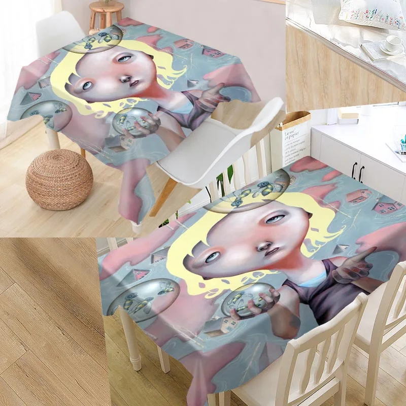 Tablecloth Пользовательские Dilka скатерть с рисунком Маши и медведя водонепроницаемый маслостойкий прямоугольный домашний текстиль Свадебная скатерть# W000789K - Цвет: Tablecloth