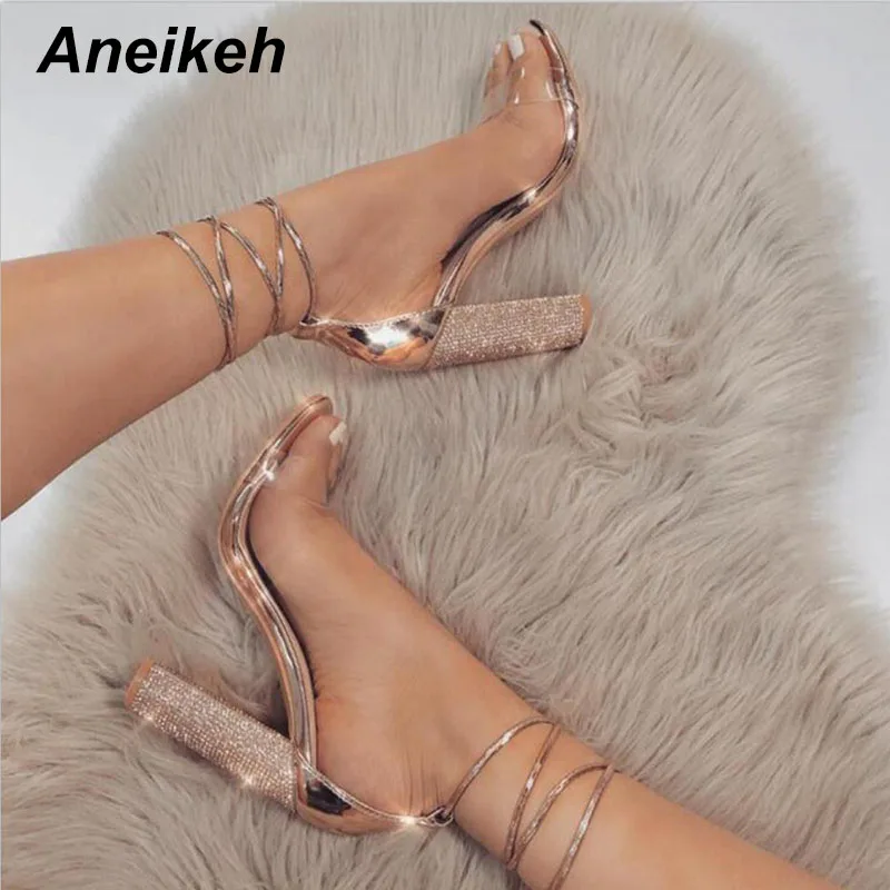Туфли Aneikeh женские на платформе и квадратном каблуке пикантные босоножки с