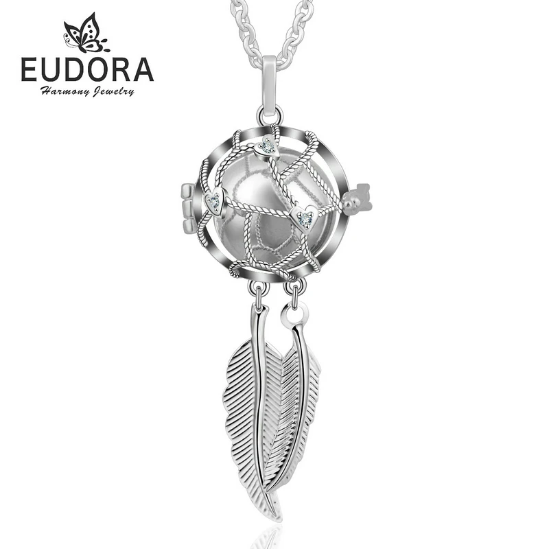 Eudora гармония Ловец снов медальон клетка кулон ожерелье Femme Collier Colgante Ангел звонящий Звук Шар Материнство ювелирные изделия K257 - Окраска металла: 11