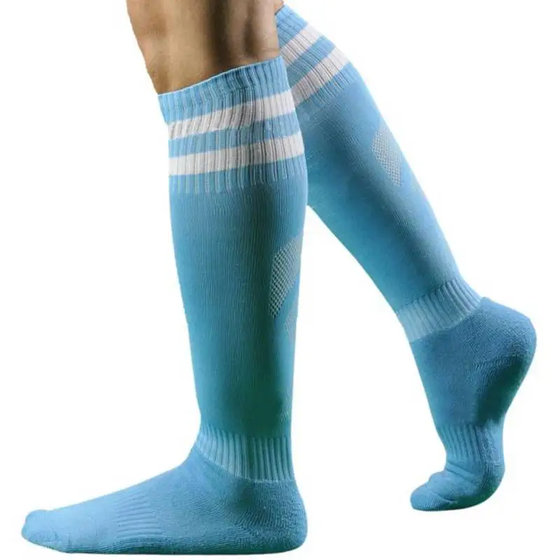 40 зимние носки мужские длинные носки полосатый высокий хлопок и спандекс выше колена носки чулочно-носочные изделия мужские носки calcetines altos mujer - Цвет: Light Blue