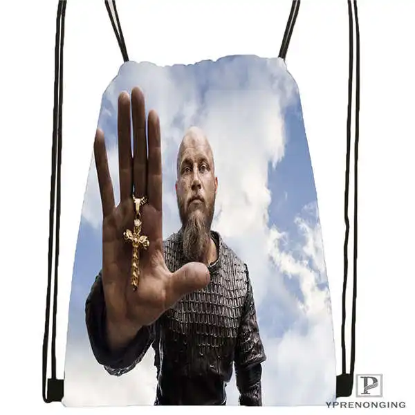 Drawstring Backpack Пользовательский winnick-vikings-сезонная походная сумка на шнурке милый рюкзак для детей(черная спинка) 31x40 см#20180611-02-93 - Цвет: Drawstring Backpack
