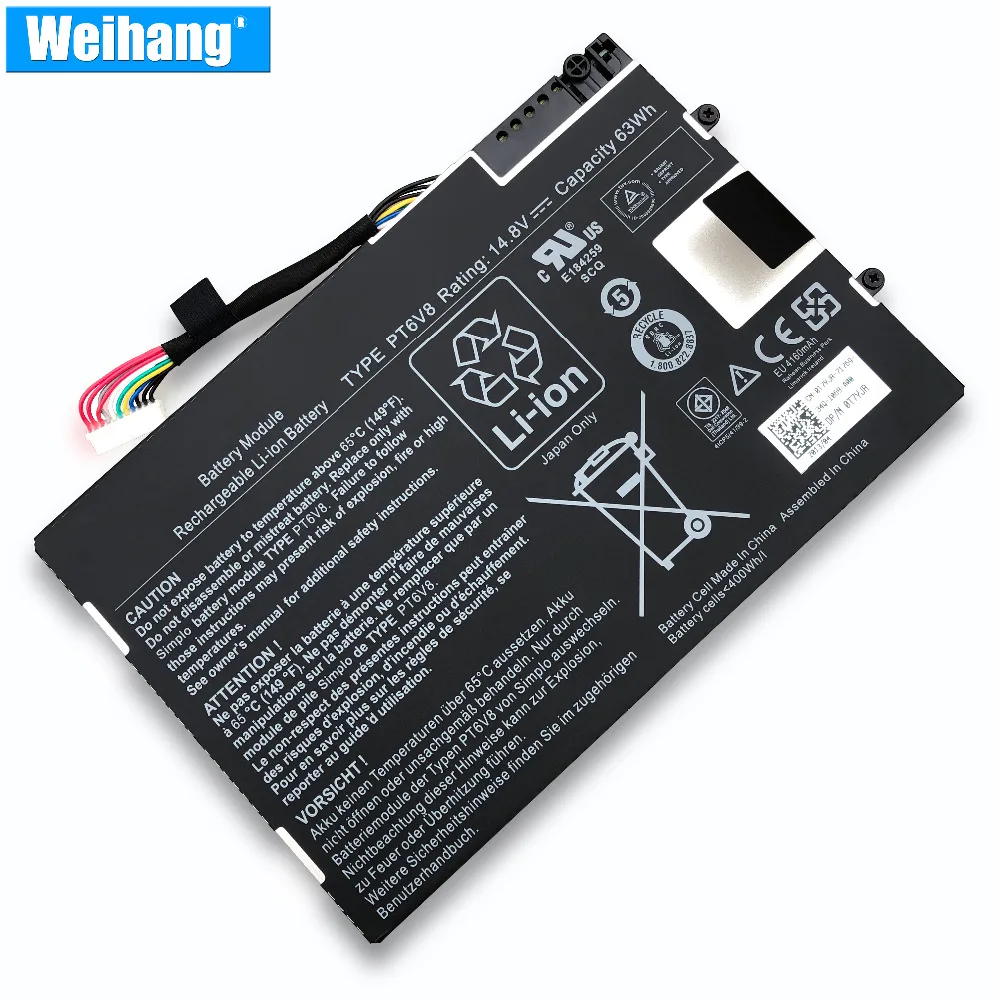 Weihang ноутбук Батарея PT6V8 для DELL Alienware M11x M14x R1 R2 0w3vx3 08P6X6 PT6V8 T7YJR полный Ёмкость 63Wh