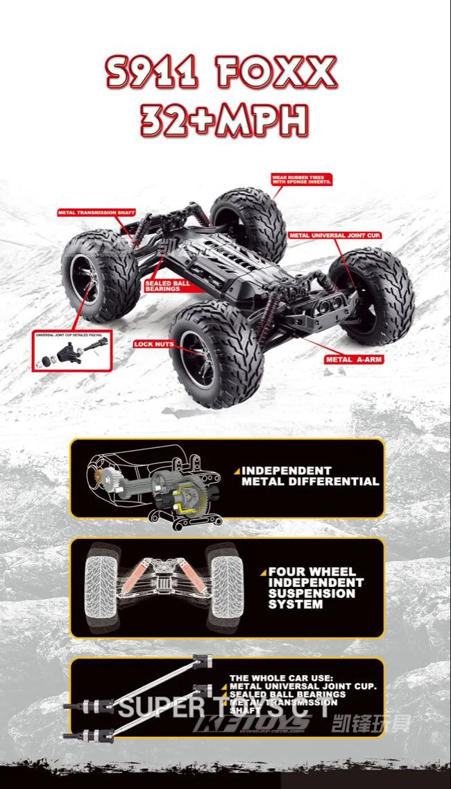 S911 foxx 2,4 Ghz внедорожные большие колеса RC Monster Truck 40 км/ч супер мощная Радиоуправляемая машина 1:12 скорость снежного человека