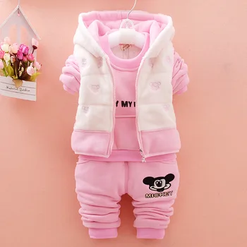 

Children's Clothing Children Cartoon Winter Pure Cotton Fleece and Wool Suit Thicken 3 pieces set baby boys girls set