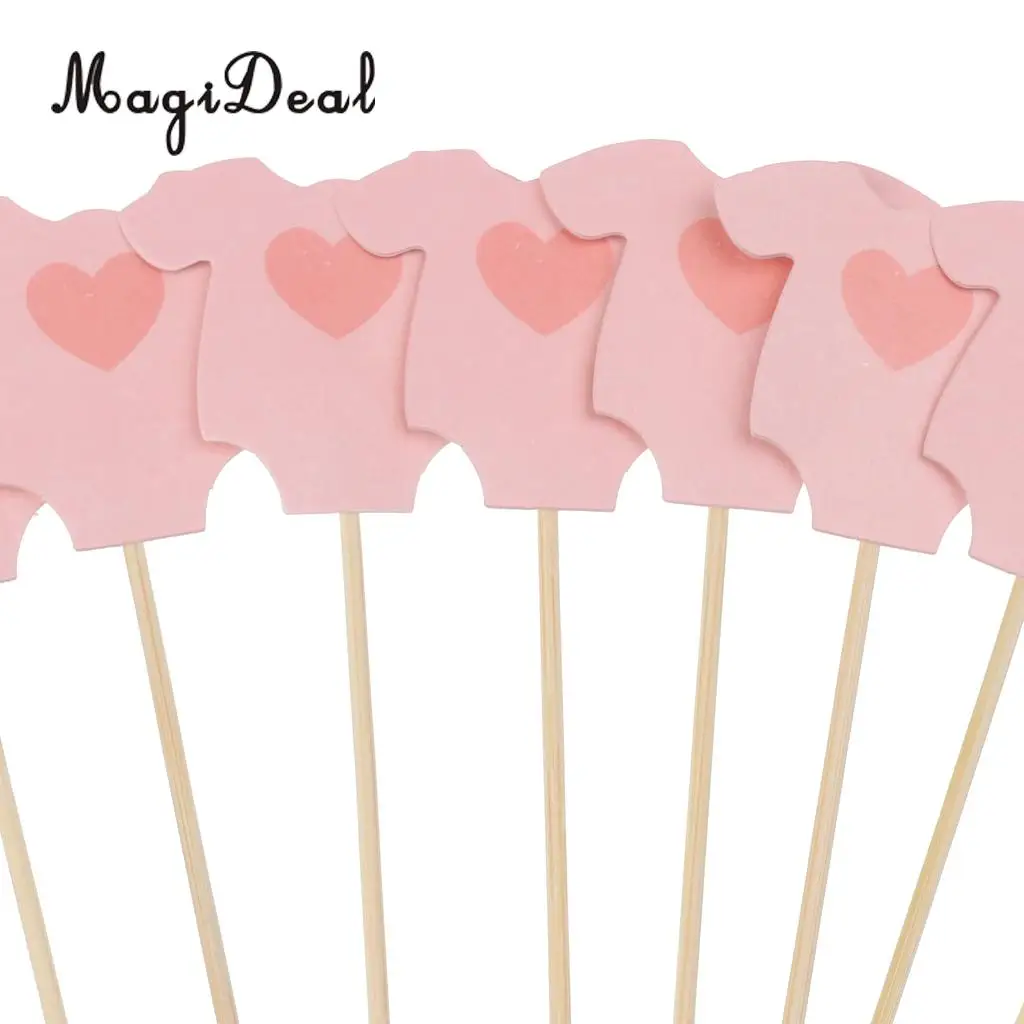 MagiDeal 10 Pcs/Lot Baby Clothes Cupcake Topper Cake Picks Kids Boy Girls Baby Shower Birthday Party Cake Decoration