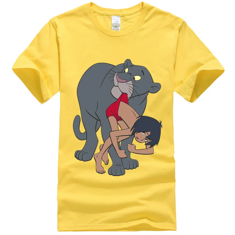 Jungle Book Mogli dan Bagheera warna kuning kartun logo boy siswa olahraga  t shirt katun pengiriman gratis kualitas bernapas|sport t shirt|t shirt  cottonshirt t - AliExpress