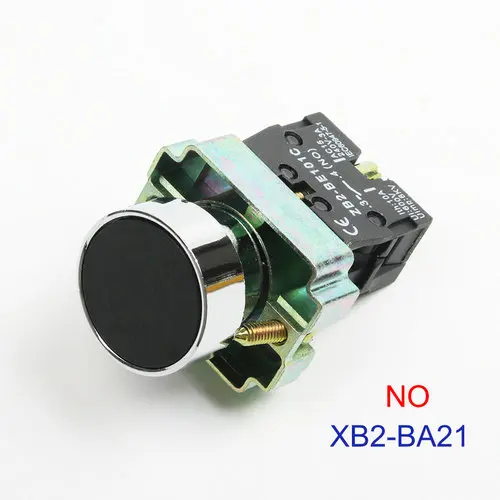 XB2-BA11 BA21 BA51 BA61 BA61 BA42 без/NC мгновенный плоский кнопочный переключатель самосброс 22 мм синий красный зеленый черный белый желтый - Цвет: XB2-BA21