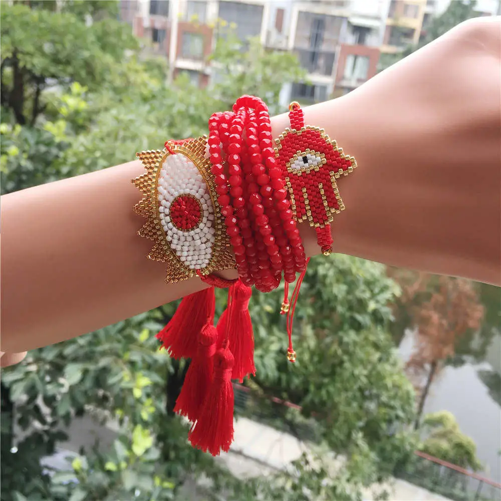 

Go2boho Evil Eye Bracelet Delica MIYUKI Bracelet Turkish Lucky Evil Eye Bileklik Hamsa Hand Pulseras Crystal 2019 Women Jewelry