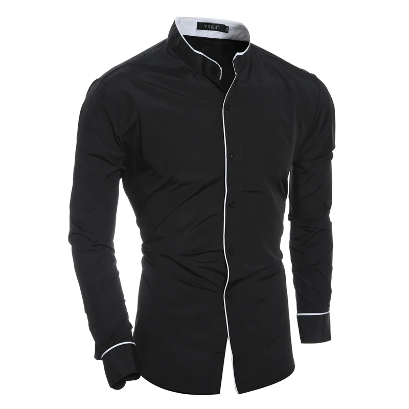 2018 Fashion Men's Brand Shirt Solid Slim Long Sleeved