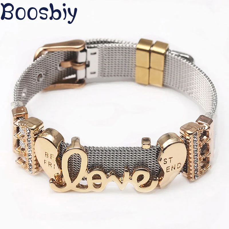 Boosbiy/горячая распродажа сетчатый Браслет из нержавеющей стали золотого цвета с
