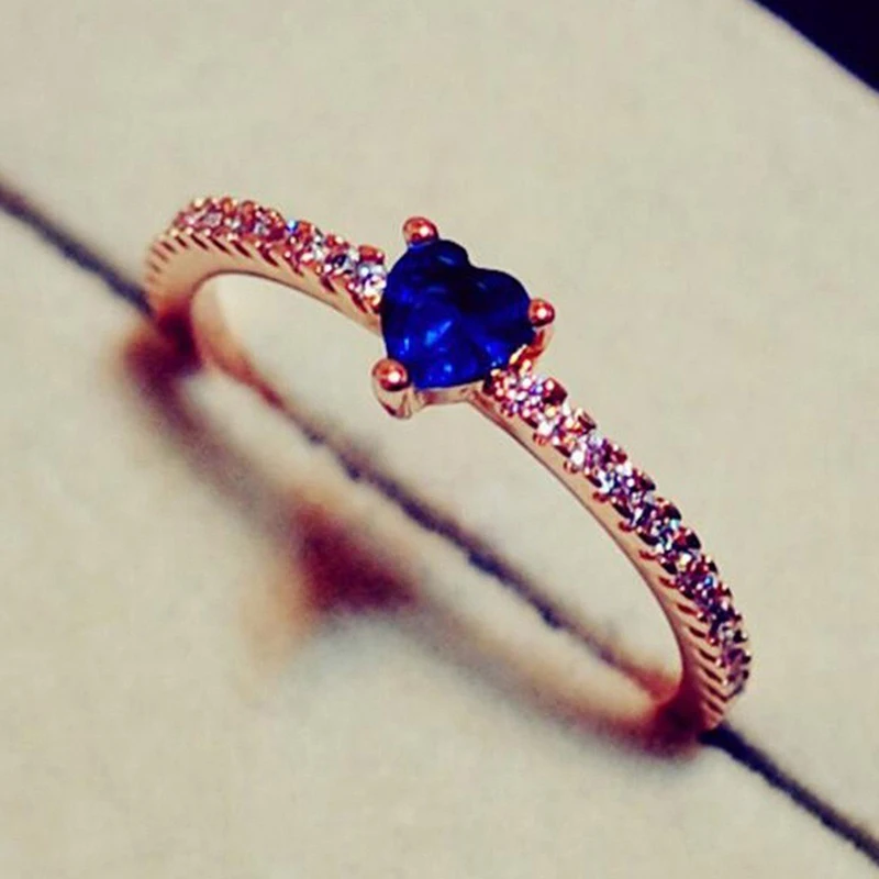 Модное милое нежное кольцо принцессы в форме сердца для женщины, ювелирные изделия, свадебные подарки для помолвки - Цвет основного камня: Rose Gold