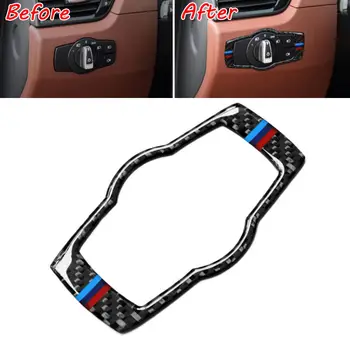 

3 Colors Car Interior Carbon Fiber Headlight Switch Panel Trim Sticker For BMW 2012-2015 1pcs