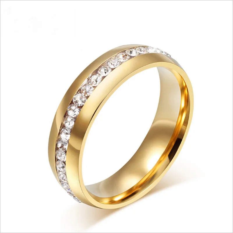 Cute Vintage Stainless Steel Ring Anel Inlay Reinestone Bridal Engagement Wedding Ring for Women Christmas Gift Fashion Jewelry wedding rings,finger rings,womens ring,jewelry rings,ring jewelry