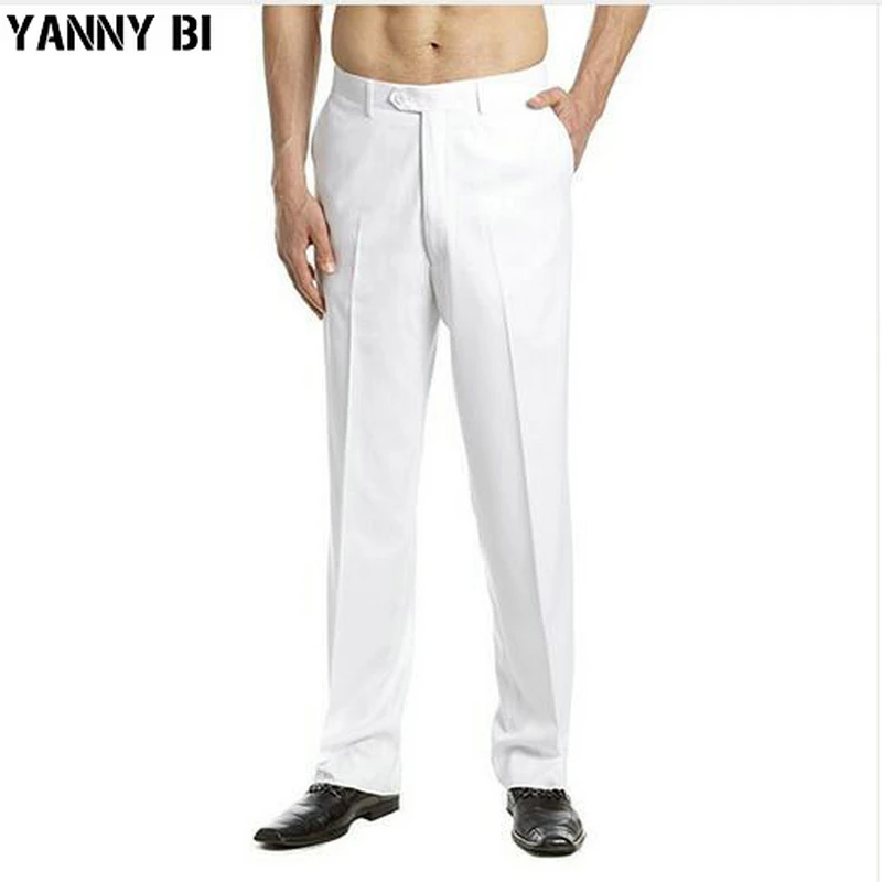 

New Arrival Custom Made Men's Dress Pants Trousers Flat Front Slacks Solid WHITE Men Suit Pants Party Pants Wedding pants